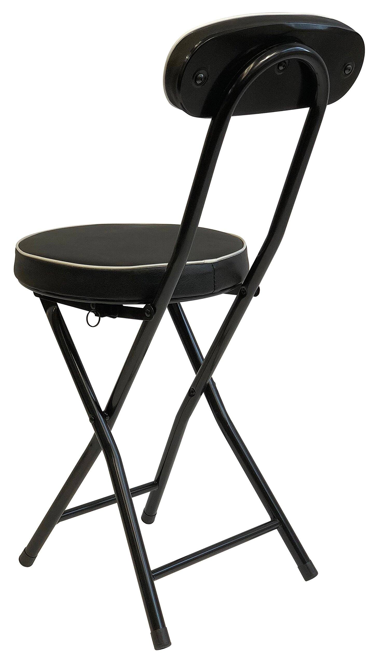 Alt View 3. JETRANSPORT - Cushioned Padded Folding Stool 12-Inch Diameter Padded Seating TopSeat height 18"; Can hold up to - Default.