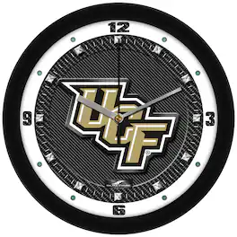MpDirect - UCF Knights 11.5'' Suntime Premium Glass Face Carbon Fiber Wall Clock - Multicolor