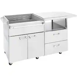 Lynx - 54" Mobile Kitchen Cart - Stainless Steel