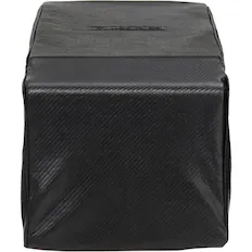 Angle. Lynx - Carbon Fiber Vinyl Cover for Built-in Double Side Burner - Black.