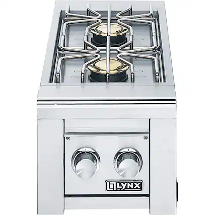Front. Lynx - Double Side Burner - Stainless Steel.