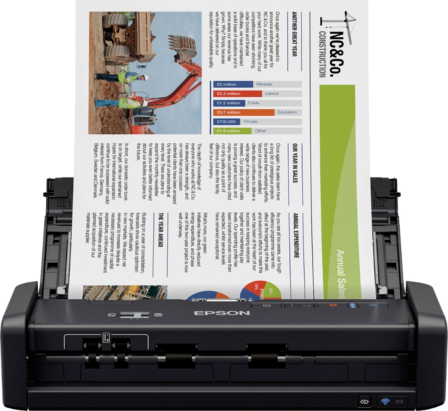 Epson ES-60W Wireless Mobile Color Sheetfed Document Scanner Black  B11B253201 - Best Buy