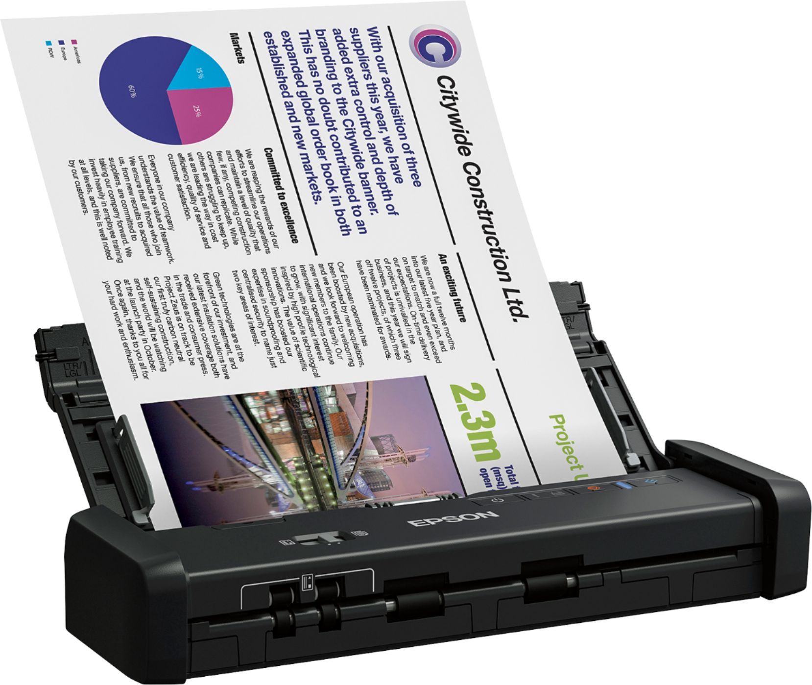 Epson - WorkForce ES-200 Duplex Mobile Document Scanner - Black