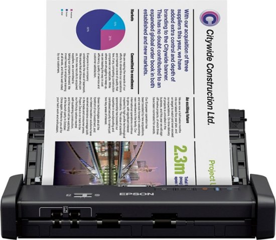 Front Zoom. Epson - Workforce ES-200 Duplex Mobile Document Scanner - Black.