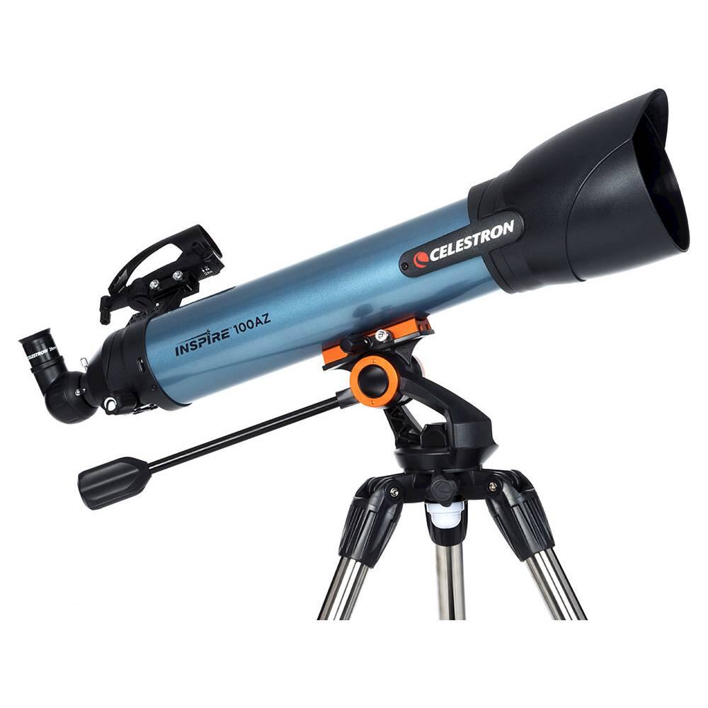Alt View 12. Celestron - Inspire series 100AZ 100mm Refractor Telescope - Blue/black.