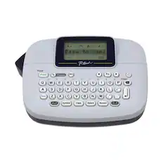 Front. Brother - P-touch, PT-M95, Handy Label Maker, 9 Type Styles, 8 Deco Mode Patterns - Blue Gray and Navy.
