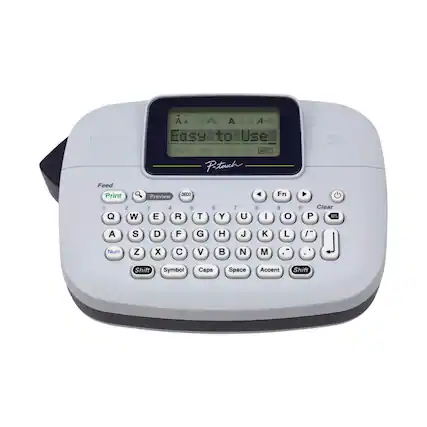 Front. Brother - P-touch, PT-M95, Handy Label Maker, 9 Type Styles, 8 Deco Mode Patterns - Blue Gray and Navy.