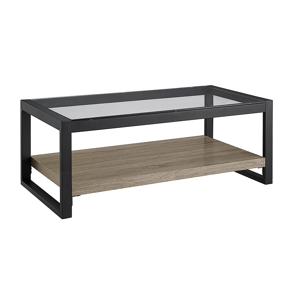 Angle View: Walker Edison - Urban Wood and Glass Coffee Table - Driftwood