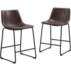 Walker Edison - Dining Kitchen Counter Stool (Set of 2) - Brown - Front_Zoom