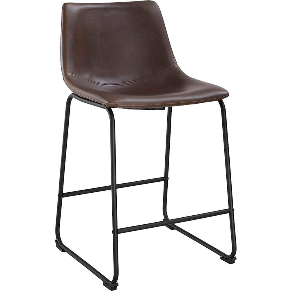 Best Buy: Walker Edison Industrial Faux Leather Counter Stool (set Of 2 