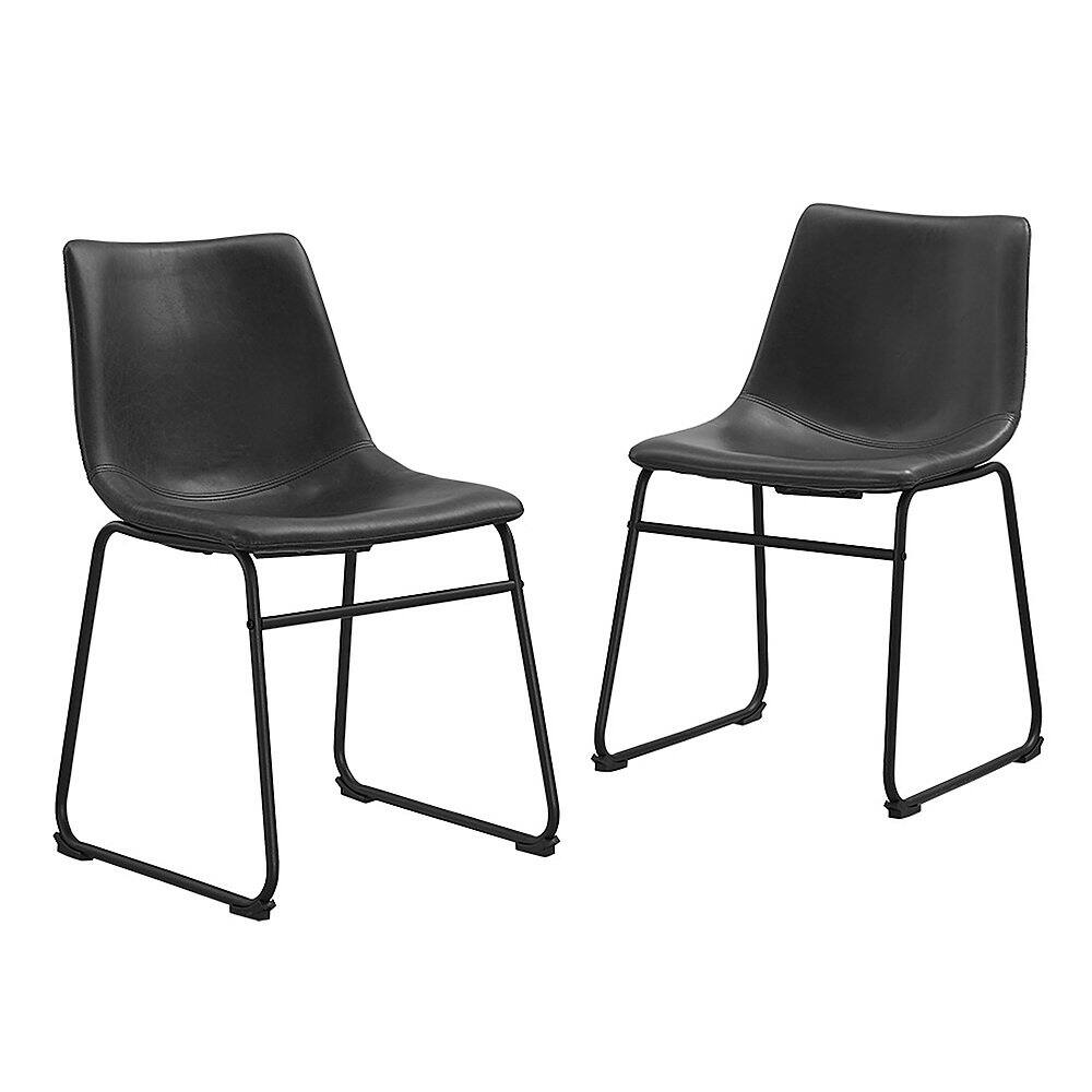 Angle. Walker Edison - 18" Industrial Faux Leather Dining Chairs (Set of 2) - Black.