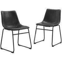 Walker Edison - 18" Industrial Faux Leather Dining Chairs (Set of 2) - Black - Front_Zoom
