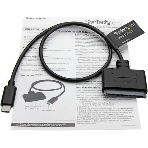 Alt View 13. StarTech.com - 0.15' Adapter Cable for 2.5” SATA Drives (USB-C to SATA) - Black.