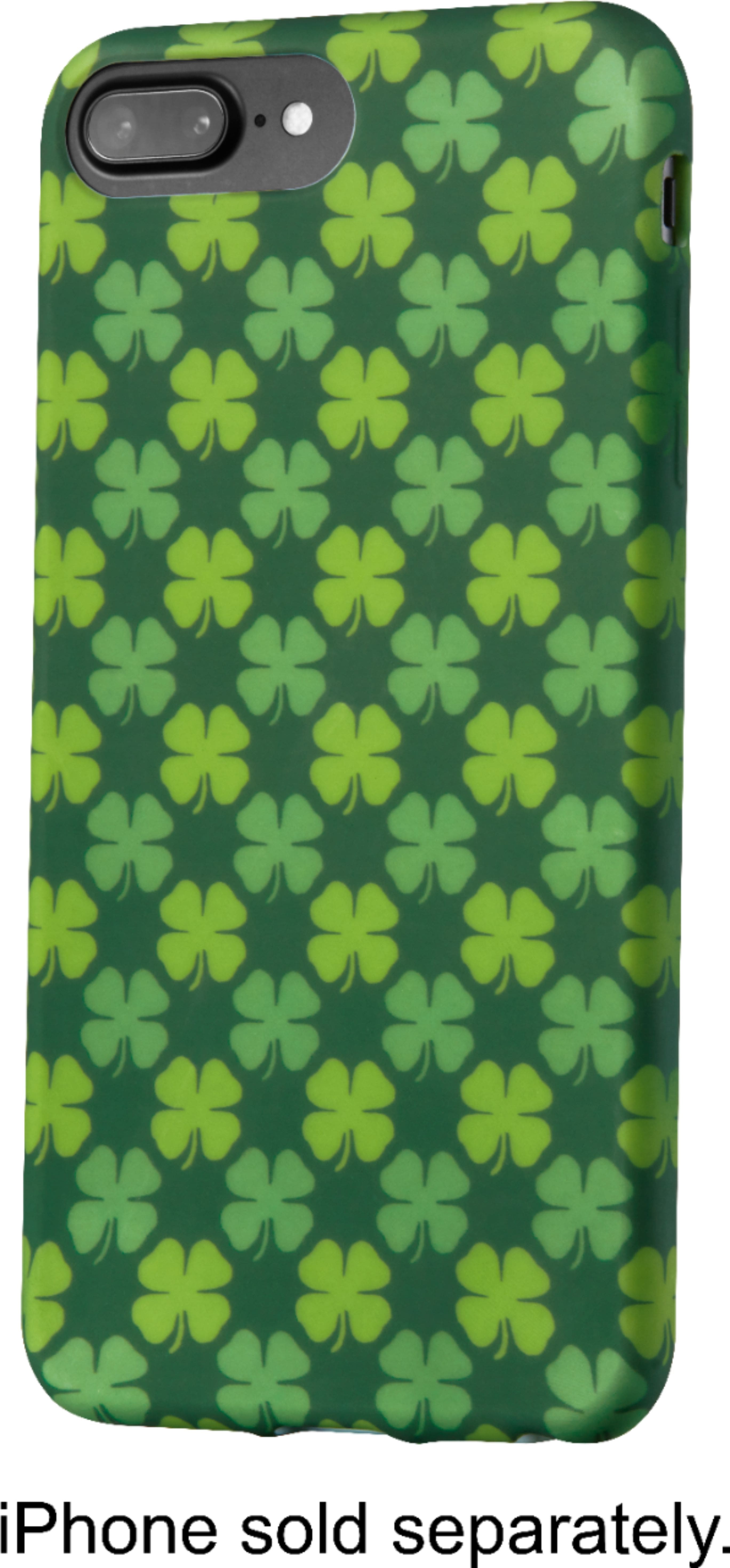 Front. Dynex™ - Soft Shell Case for Apple® iPhone® 6s Plus, 7 Plus and 8 Plus - Green Shamrocks.