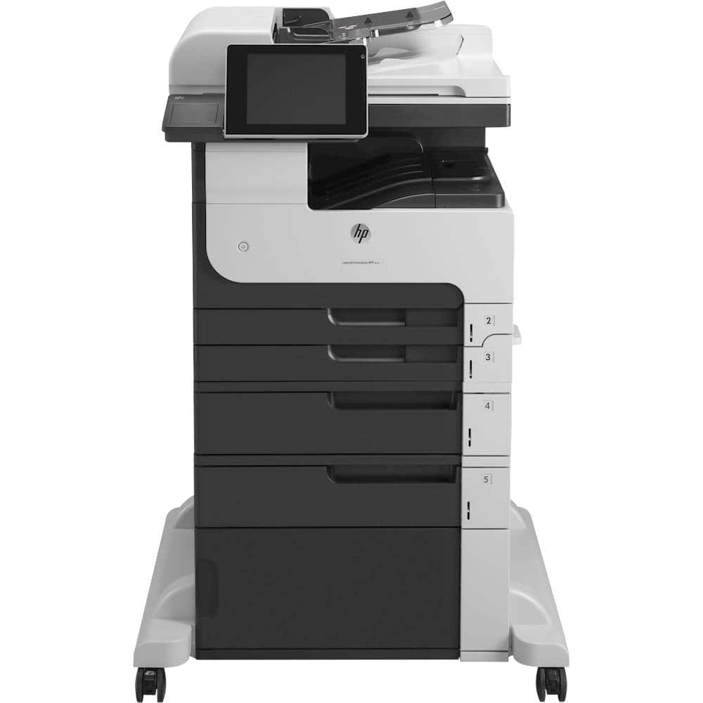 Front. HP - Refurbished LaserJet Enterprise MFP M725f Black-and-White All-In-One Printer - Gray/Black.