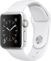 Geek Squad Certified Refurbished Apple Watch Series 2 38mm Silver Aluminum Case White Sport Band - Silver Aluminum - Front_Zoom