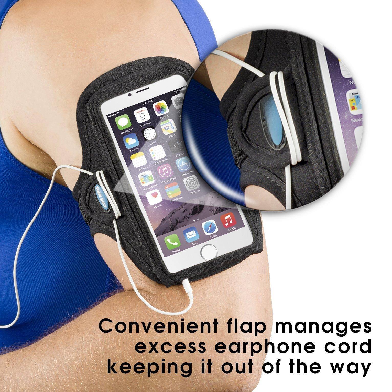 Convenient flap manages excess earphone cord keeping it out of the way