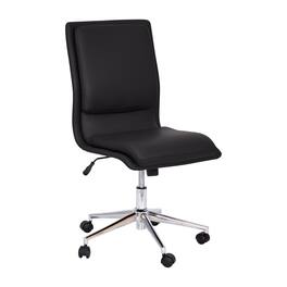 Emma + Oliver - Ziva Modern Faux Leather Upholstered Mid-Back Home Office Chair with 5 Star Base and Pneumatic Seat Height Adjustment - Black