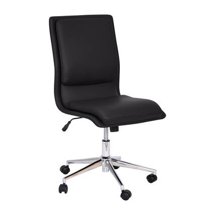Front. Flash Furniture - Madigan Mid-Back Armless Swivel Task Office Chair with LeatherSoft and Adjustable Chrome Base, Black - Black.
