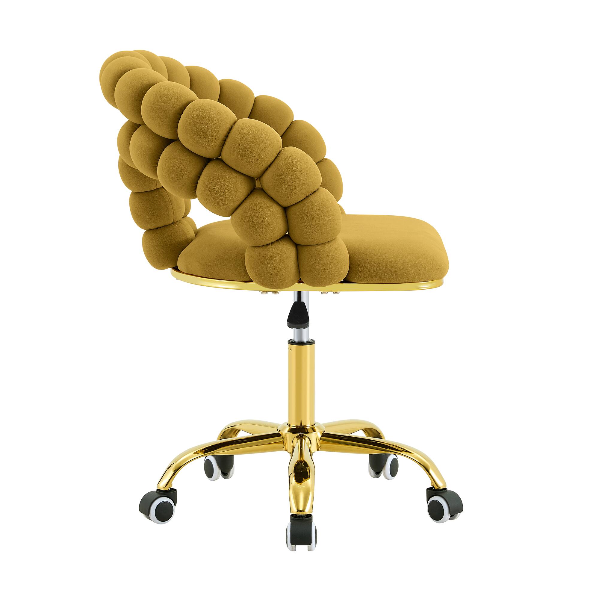 Alt View 8. Loheer - Loheer- Velvet Desk Chair Adjustable Swivel Makeup Desk Chair with Bubble Back, 2.82 ft Mustard Yellow - Gold,Yellow.