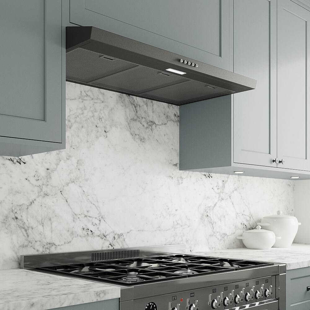 Back. Streamline - 36 in. Catania Convertible Undermount 80 CFM Range Hood, Mesh Filters, Push Button Control, LED Light - Grit Black.