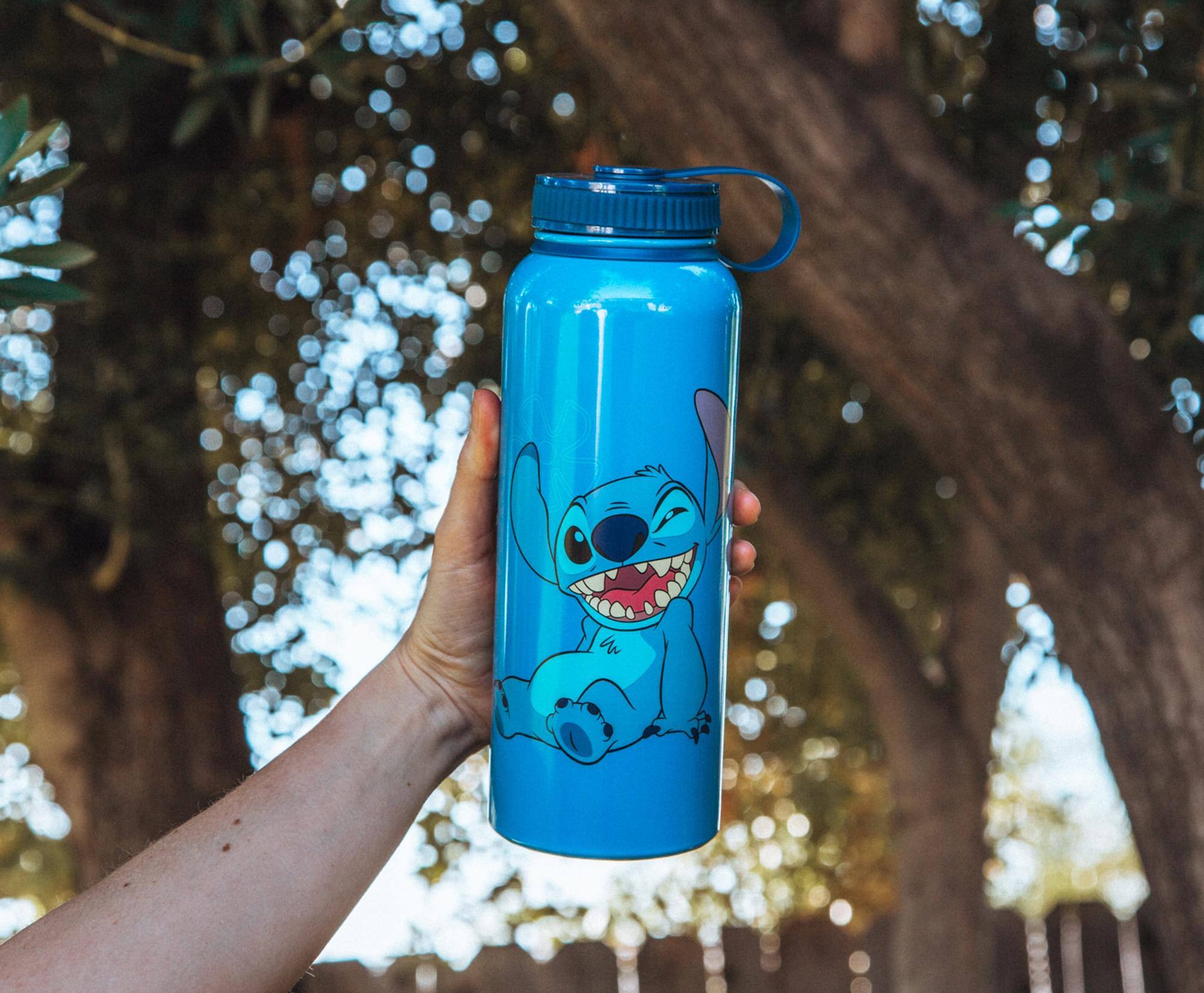 Alt View 2. Silver Buffalo - Disney Lilo & Stitch "Ohana Means Family" 42-Ounce Stainless Steel Water Bottle - Blue.