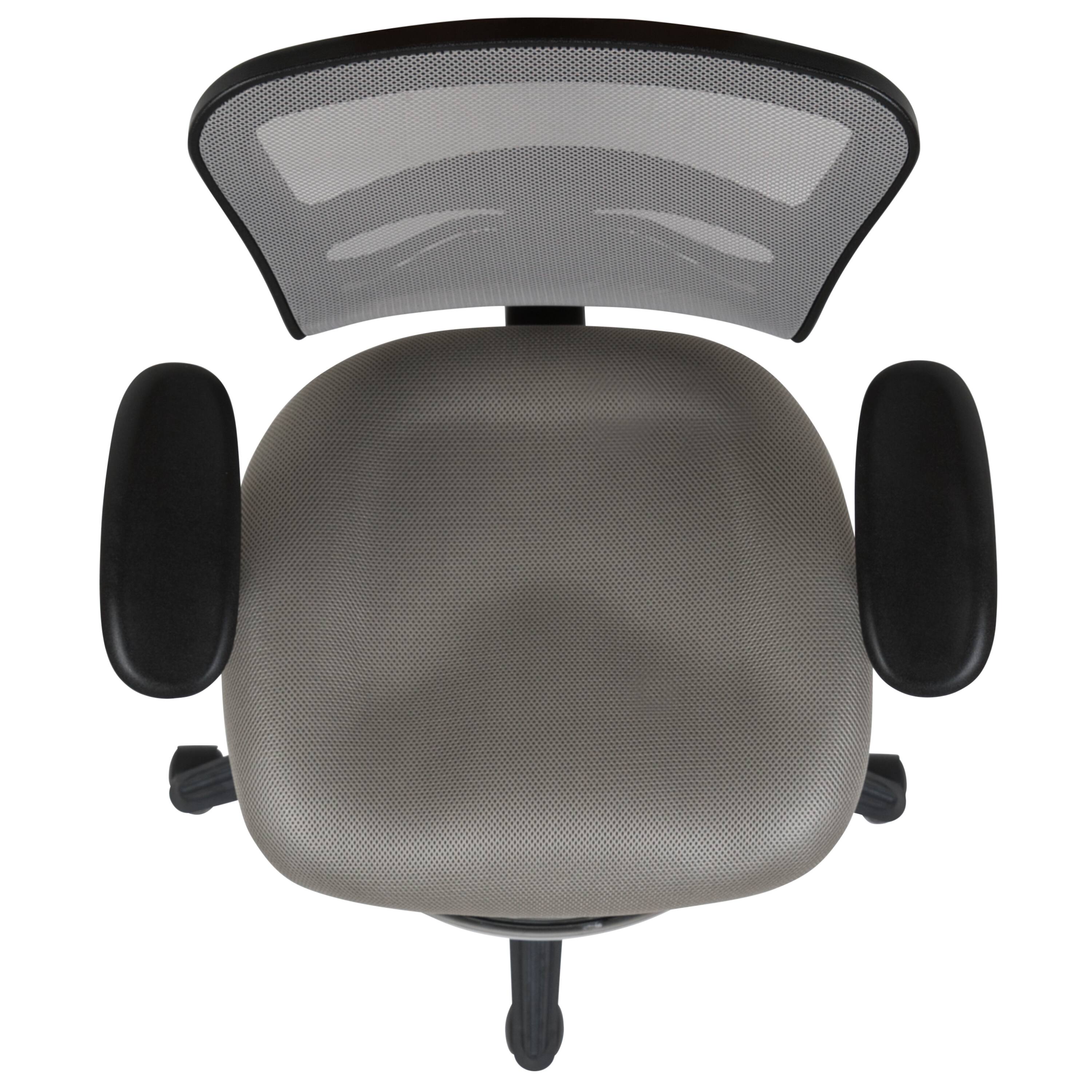 Alt View 8. Emma + Oliver - Mid-Back Mesh Adjustable Ergonomic Drafting Chair, Task Chair - Light Gray Mesh/Black Frame.
