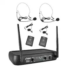 Front. PYLE - Pro 2-Channel VHF Wireless Microphone System.