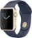 Angle Zoom. Apple Watch Series 2 38mm Gold Aluminum Case Midnight Blue Sport Band - Gold.