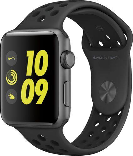 Apple - Apple Watch Nike+ 42mm Space Gray Aluminum Case Anthracite/Black Nike Sport Band - Space Gray Aluminum - Angle