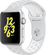 Apple - Apple Watch Nike+ 42mm Silver Aluminum Case Pure Platinum/White Nike Sport Band - Silver Aluminum - Angle