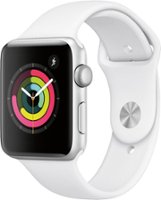 Apple Watch Series 3 (GPS) 42mm Silver Aluminum Case with White Sport Band - Silver Aluminum - Left_Zoom