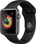 Left Zoom. Apple Watch Series 3 (GPS) 42mm Aluminum Case with Black Sport Band - Space Gray.
