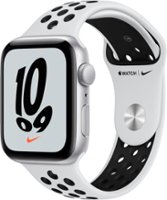 Apple Watch Nike SE (GPS) 44mm Silver Aluminum Case with Nike Sport Band - Silver - Front_Zoom