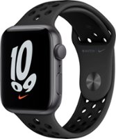 Apple Watch Nike SE (GPS) 44mm Space Gray Aluminum Case with Nike Sport Band - Space Gray - Front_Zoom