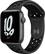Front. Apple - Apple Watch Nike SE 1st Generation (GPS) 44mm Aluminum Case with Nike Sport Band.