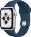 Front Zoom. Apple Watch SE (GPS) 40mm Silver Aluminum Case with Abyss Blue Sport Band - Silver.