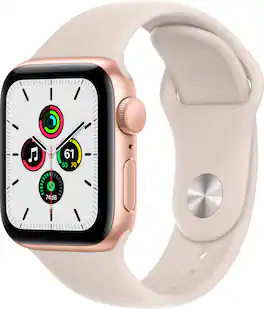 Apple Watch SE (1st Generation GPS) 40mm Gold Aluminum Case with Starlight Sport Band - Gold - (2020)