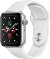 Apple Watch Series 5 (GPS) 40mm Silver Aluminum Case with White Sport Band - Silver Aluminum - Front_Zoom