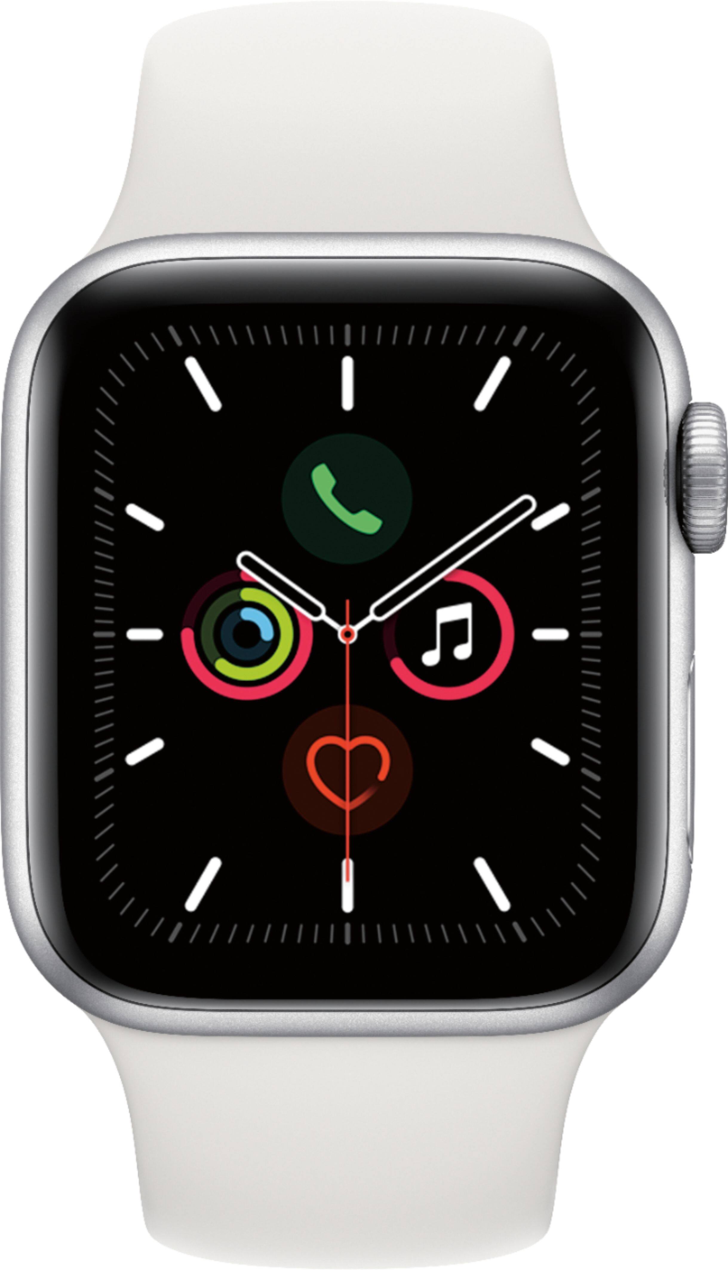 Alt View 11. Apple - Apple Watch Series 5 (GPS) 40mm Aluminum Case with White Sport Band - Silver.