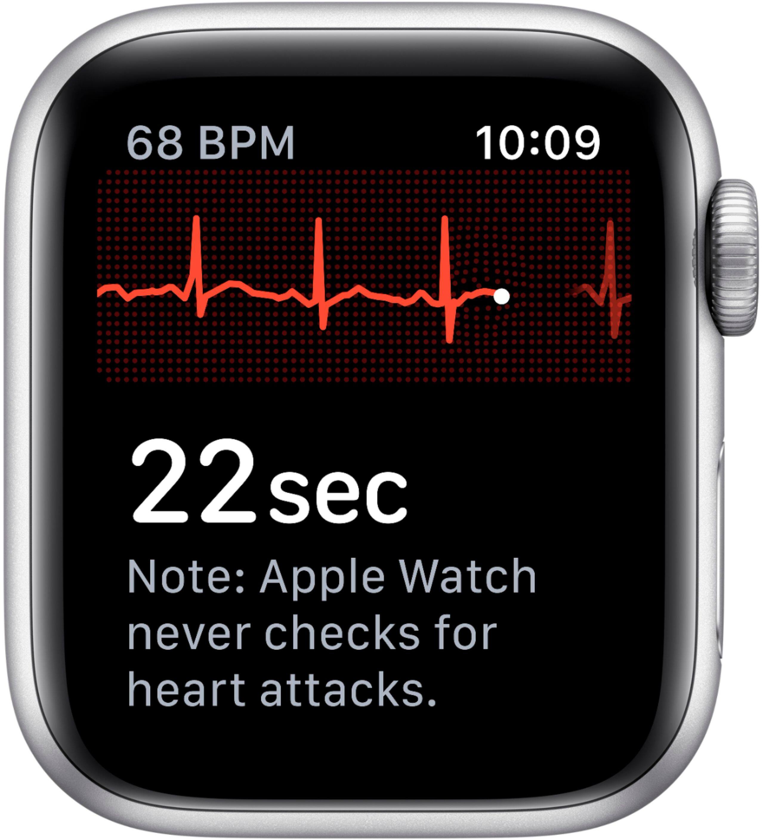Alt View 14. Apple - Apple Watch Series 5 (GPS) 40mm Aluminum Case with White Sport Band - Silver.