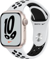 Apple Watch Nike Series 7 (GPS) 41mm Starlight Aluminum Case with Pure Platinum/Black Nike Sport Band - Starlight - Front_Zoom