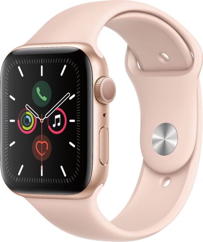 Rent to own Apple Watch Series 5 (GPS) 44mm Gold Aluminum Case with Pink Sand Sport Band - Gold Aluminum