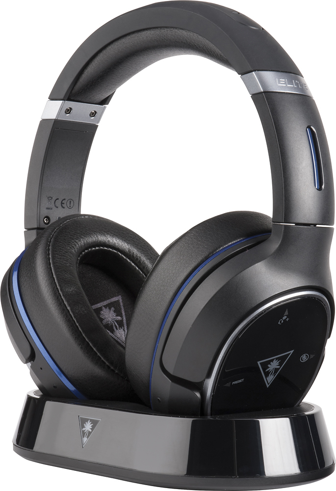 Left View: Turtle Beach - Geek Squad Certified Refurbished Elite 800 Wireless DTS 7.1 Surround Sound Gaming Headset for PlayStation 3/4 - Black