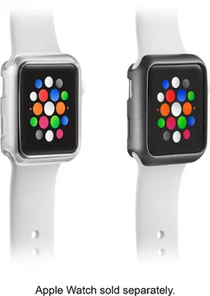 Angle. Modal™ - Bumper for Apple Watch 42mm (2-Pack) - Space Gray/Clear.