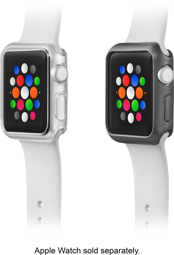 Left. Modal™ - Bumper for Apple Watch 42mm (2-Pack) - Space Gray/Clear.