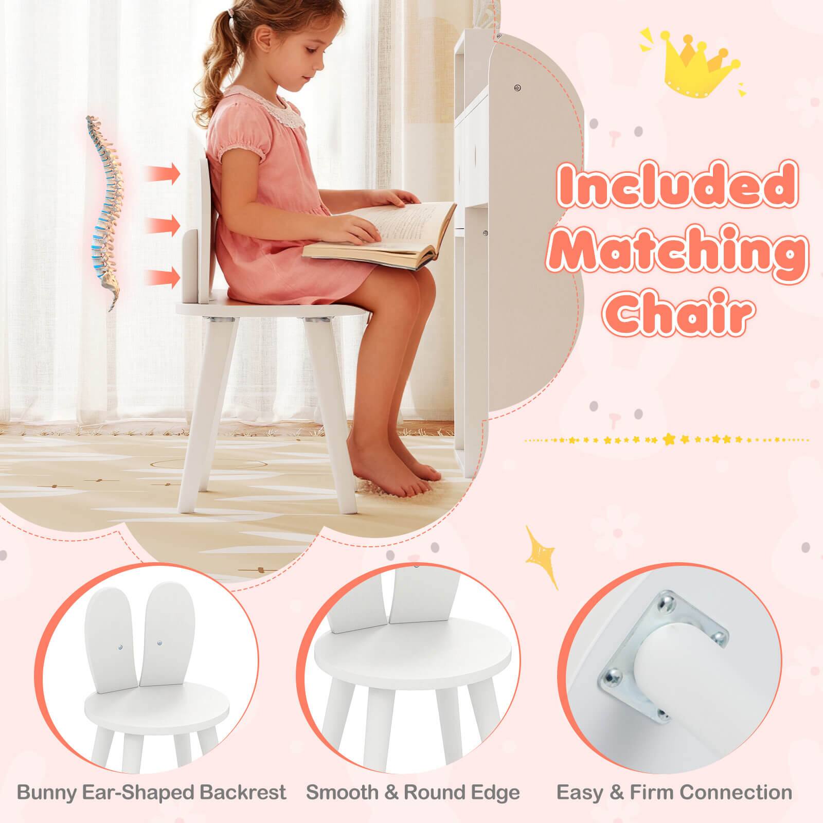 Included Matching Chair

Bunny Ear-Shaped Backrest

Smooth & Round Edge

Easy & Firm Connection