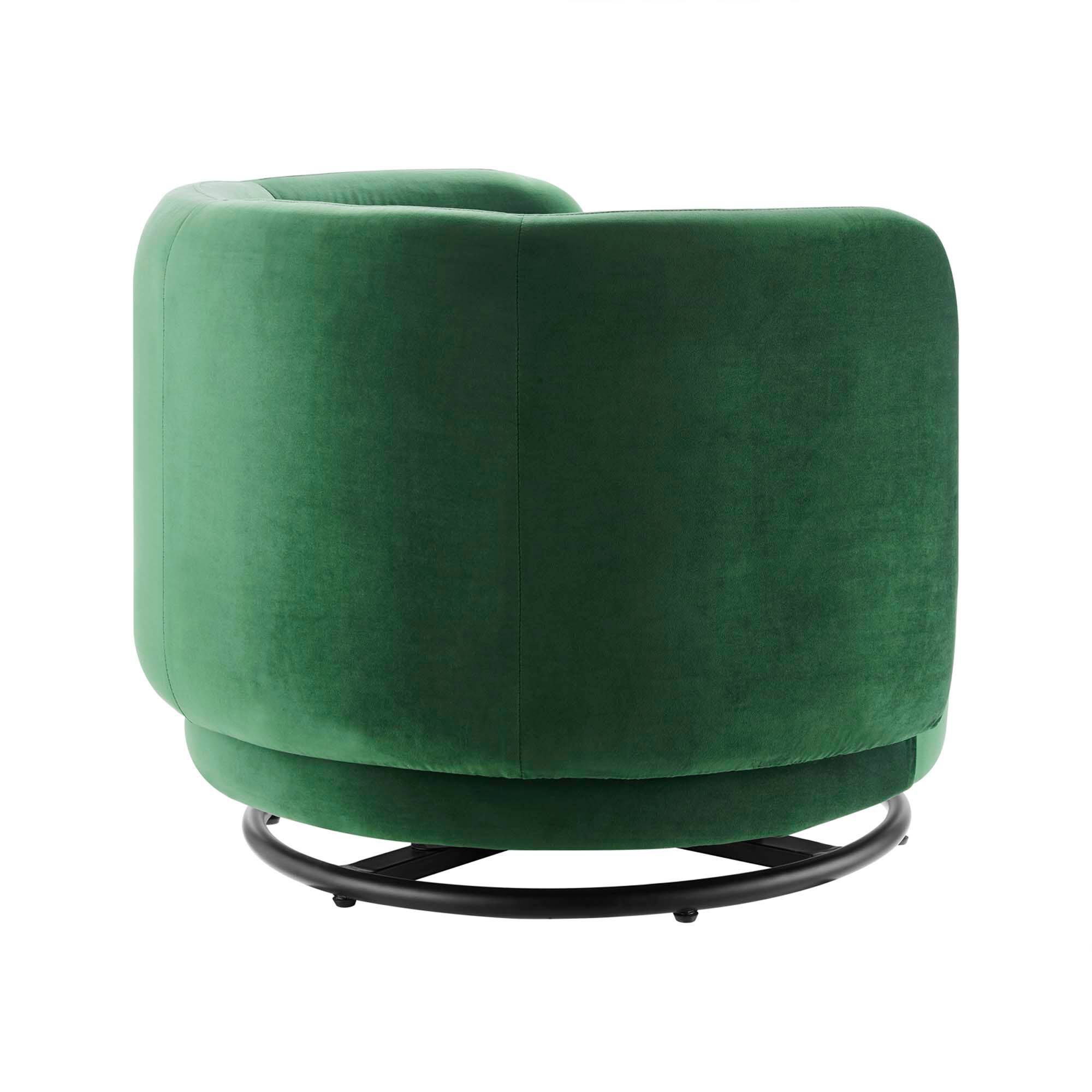 Alt View 1. Modway - Relish Performance Velvet Swivel Chair by Modway - Black Emerald.