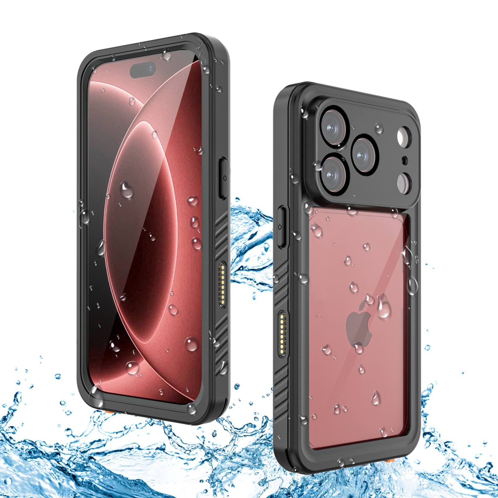 Front. UUCOVER - Waterproof Case for Apple iPhone 18 Pro Max ,Shockproof Full Body Protective Case with Screen Protector Clear Back Cover - Black.