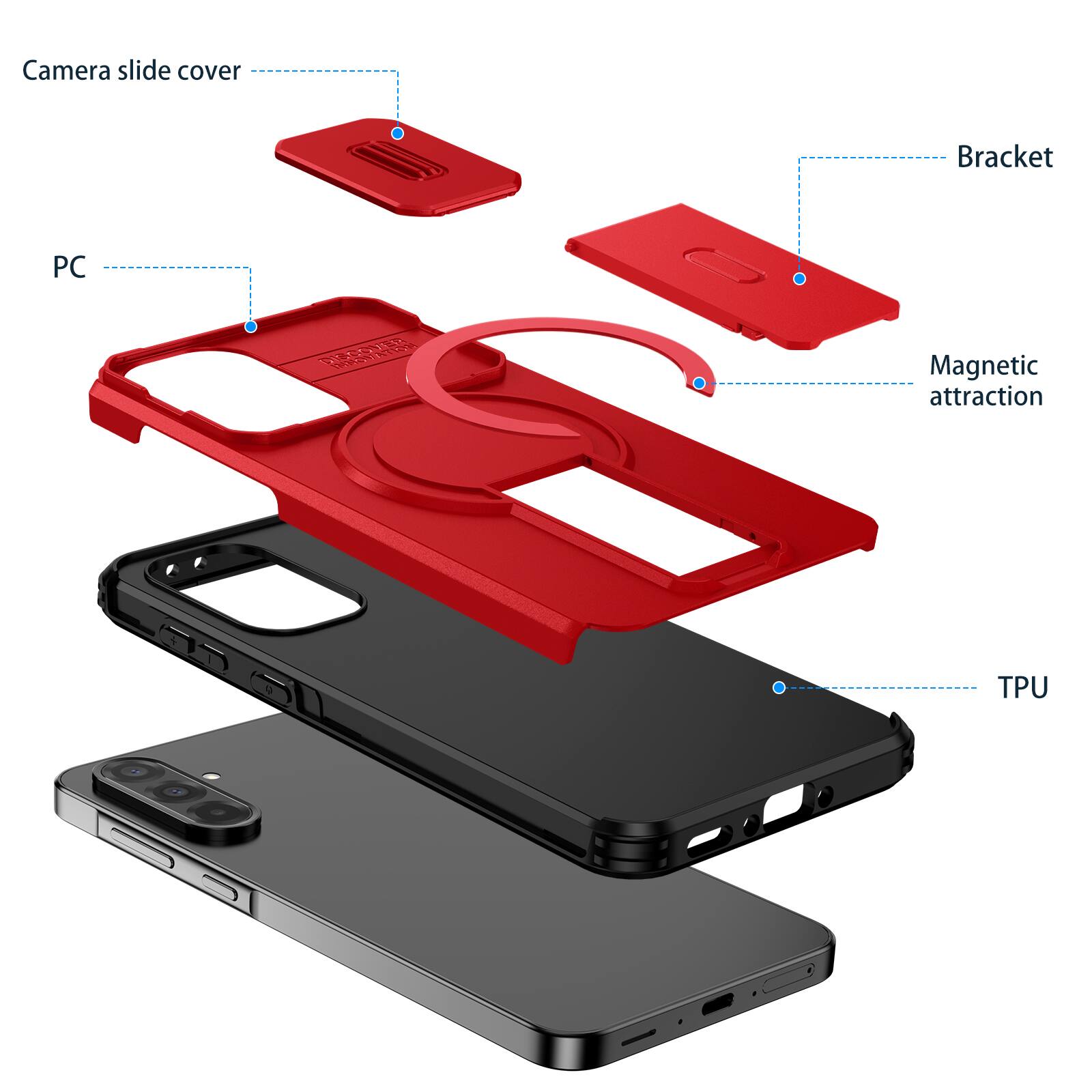 Camera slide cover  
Bracket  
PC  
Magnetic attraction  
TPU